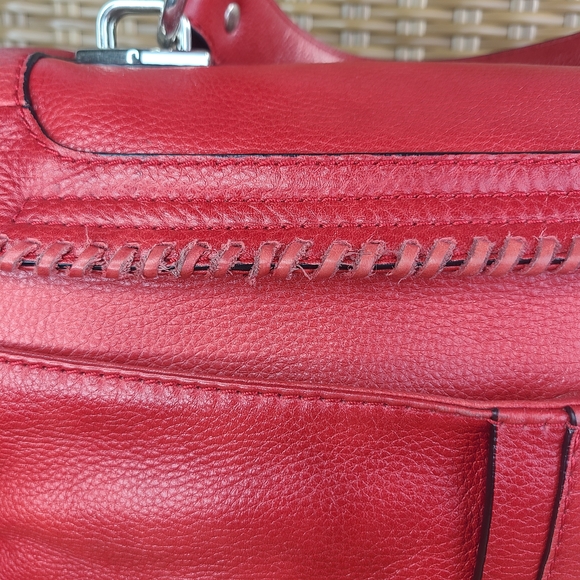Oryany Red Pebbled Leather Shoulder Bag Satchel Purse Handbag Stud Accent - Picture 7 of 16